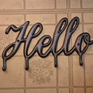 Decorative wrought iron Hello' Wall hooks Decor